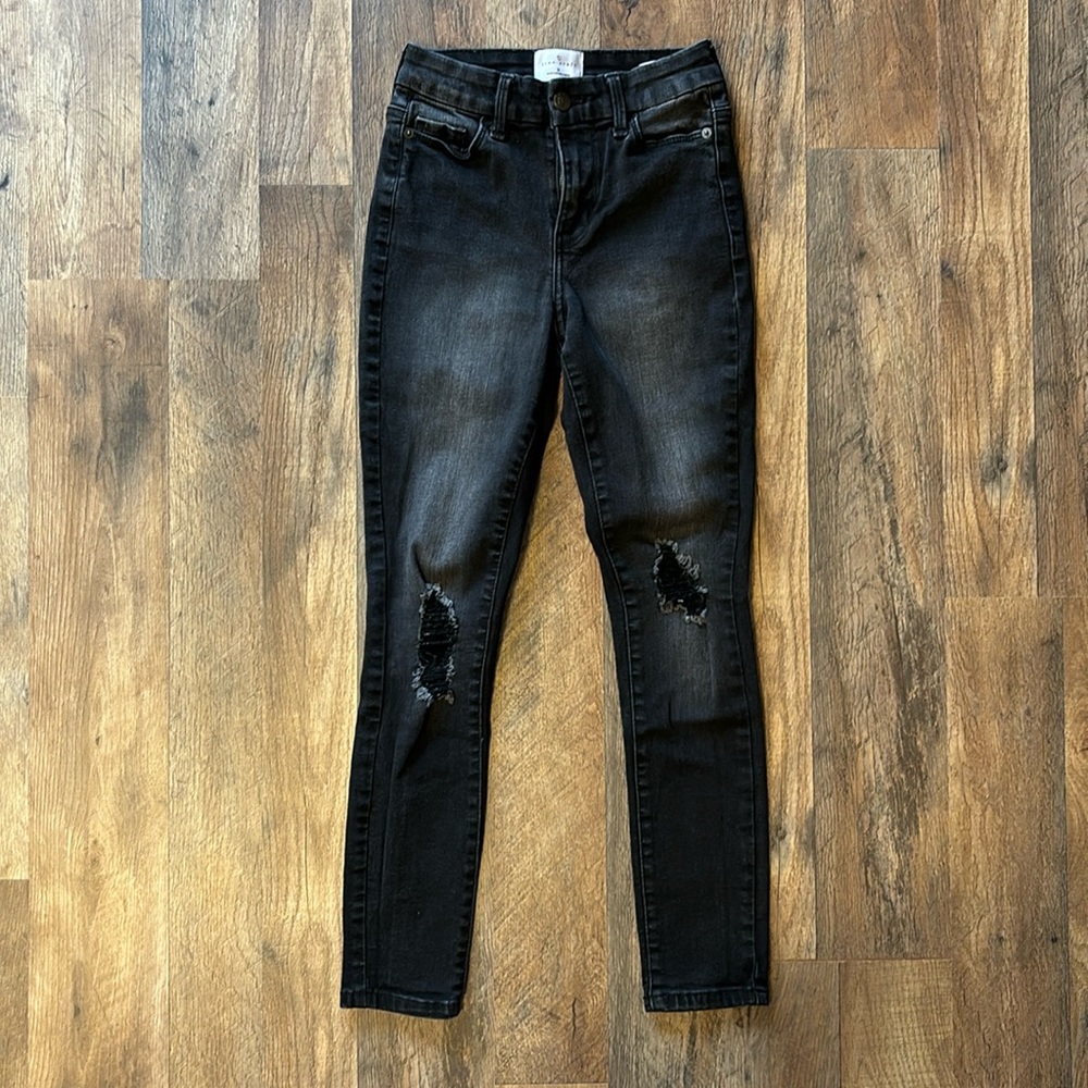 True Craft Curvy High Waisted Black Distressed Skinny Jeans